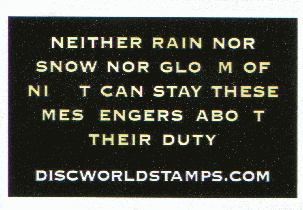 Discworld Stamp Catalogue - [Emberella] Post Office Motto Post Office Motto